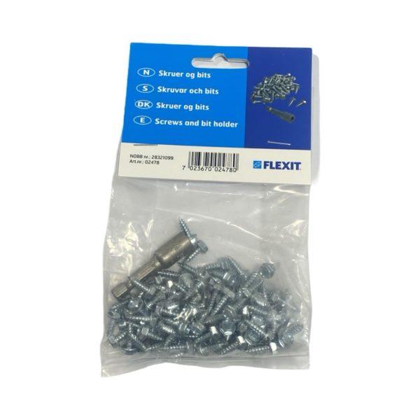 Flexit - Ventilasjonsskruer, 100stk, med bits