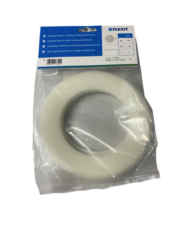 Flexit skumplastringer til tiluftsventiler i plast Ø125 mm - 3pk